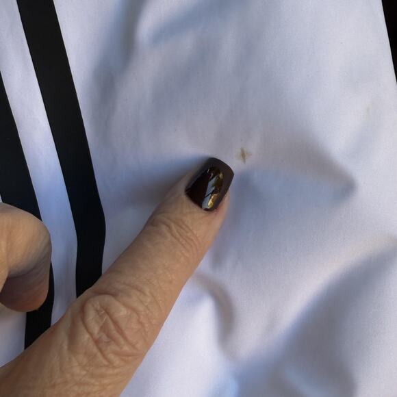 NERDY Coat Small White Long Hooded Down Puffer Parka Stripe Logo Full Zip - Picture 14 of 14